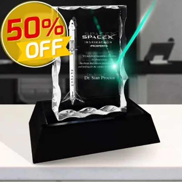 3D Crystal Notched Plaque Vertical